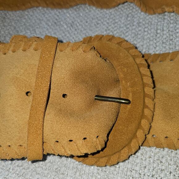 Free People Camel Suede Bohemian Belt with Lg Buckle 31-35 from Buckle to Holes - Picture 3 of 6